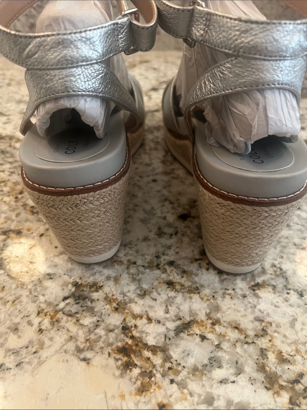 Cole Haan Silver Metallic Ankle-Strap Sandals - Picture 4 of 5